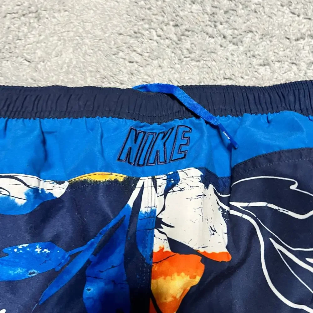 Nike Swim Trunks Shorts Mens XL Blue Floral Tropical Mesh Lined